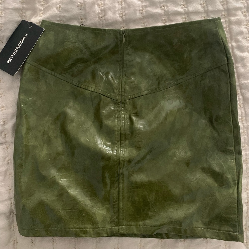 PLT green pleather skirt